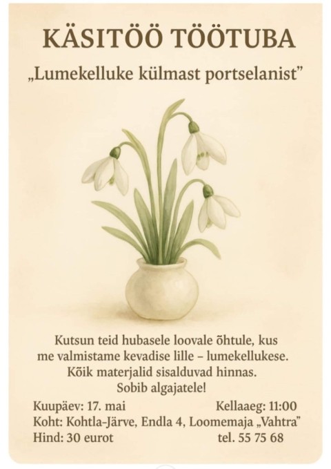 Lumekellukese voolimine külmast portselanist